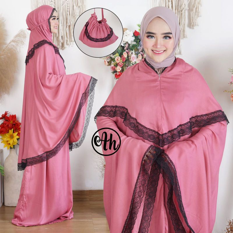 (BISA COD)Mukenah hasinah Rayon motif viscose premium free tasbih