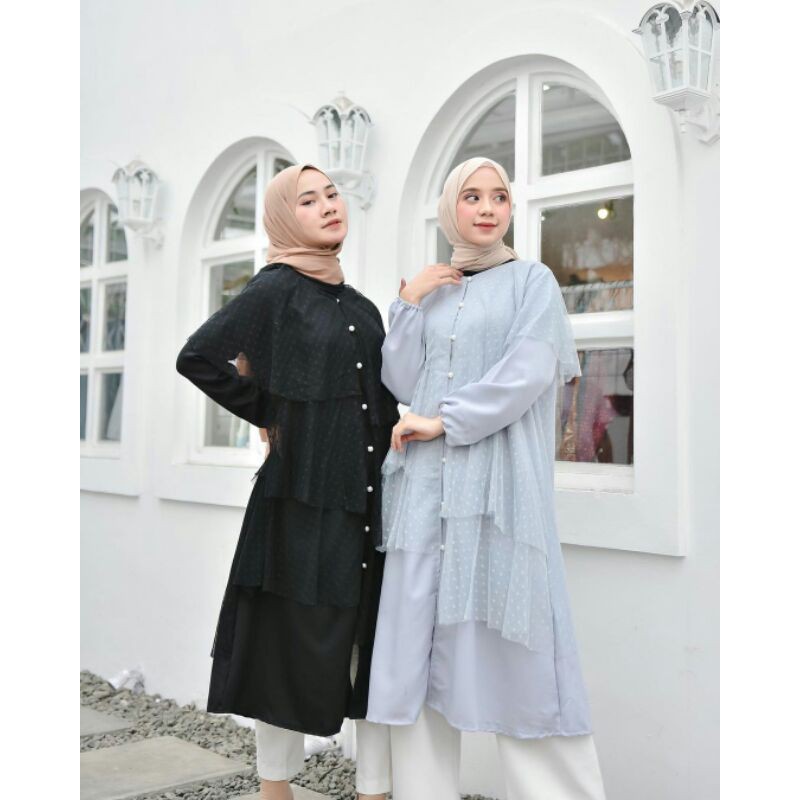 (COD) Soraya tunik / tunik tile dot / tunik kondangan / dress tile