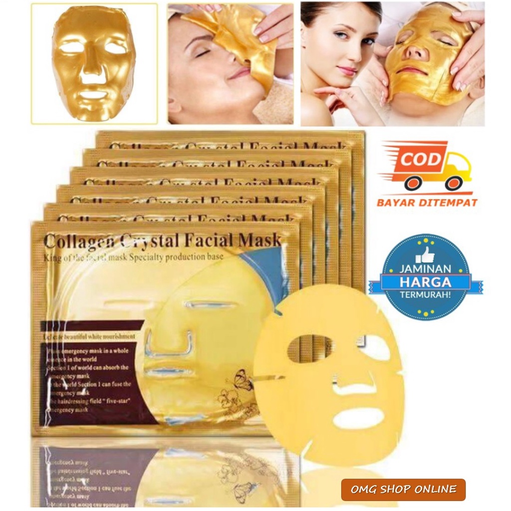 COD Termurah !!! Collagen Crystal Facial Mask / Masker Wajah Collagen Topeng Emas Masker Mata Panda / Masker Wajah Organik Glowing dan Pemutih / Masker Muka Topeng Collagen Gold Facial Sheet Mask Pria Wanita – Skincare Terbaik Anti Komedo Anti Jerawat