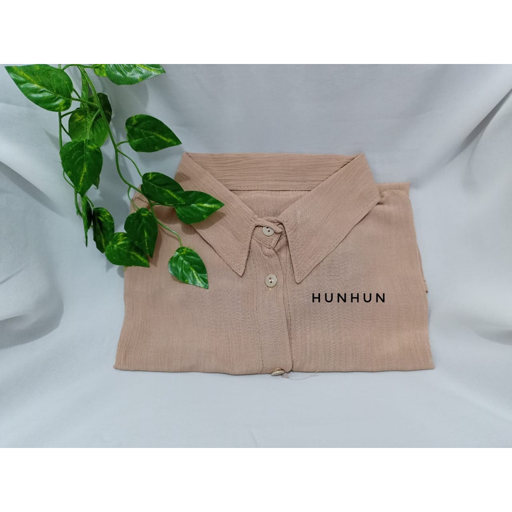 Hanin Crop Rayon Crincle/ Kemeja Crop fhanel Premium Keisya Crinkle AirFlow/ KEMEJA CRINCLE PUSATGROSIR_SOLO-HANIN CROP MILO