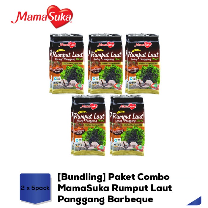 

Instant-Camilan- Bundling Paket Combo Mamasuka Rumput Laut Panggang Barbeque - 5 Pack -Camilan-