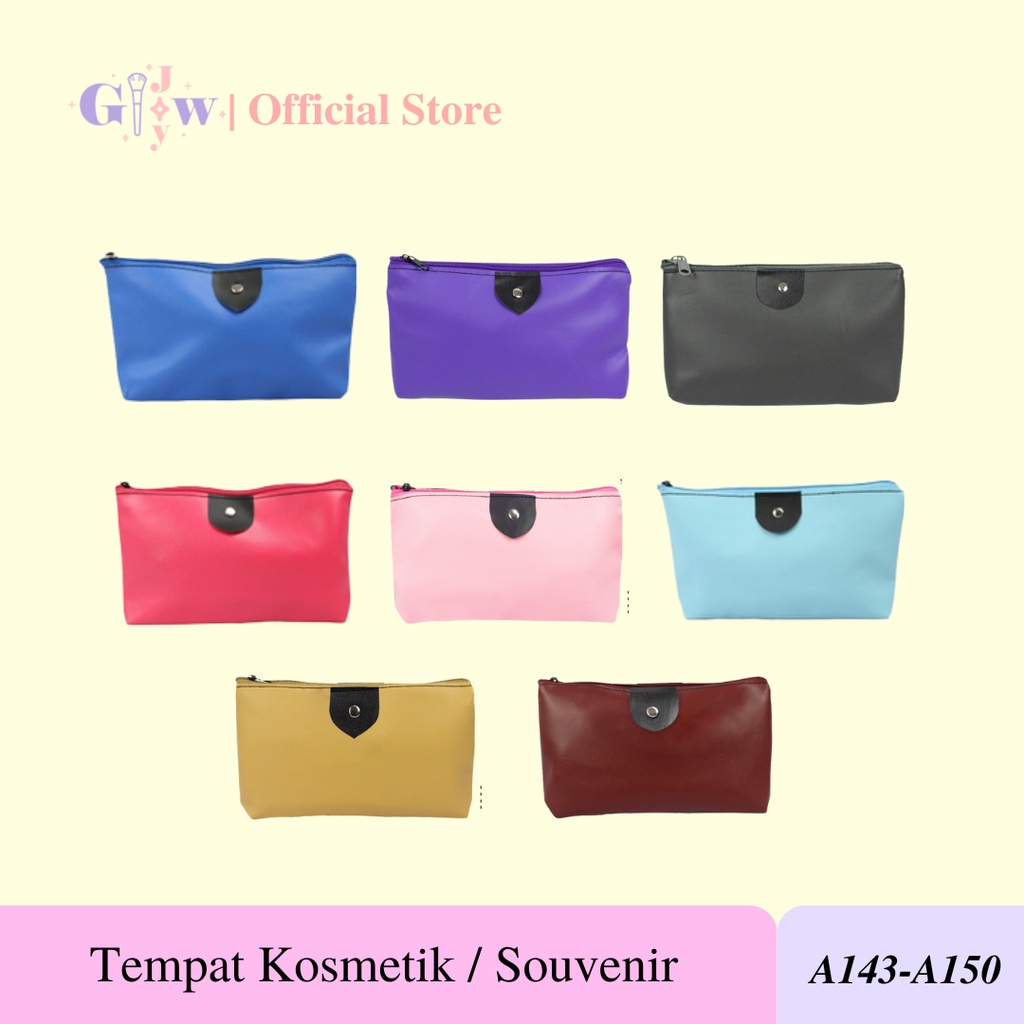 A143-A150 TEMPAT MAKE UP KOSMETIK pouch travel bag murah termurah skincare charger kabel warna warni peach ungu pink biru merah muda abu coklat tas souvenir kulit sintetis aksesoris aksesories hadiah kado