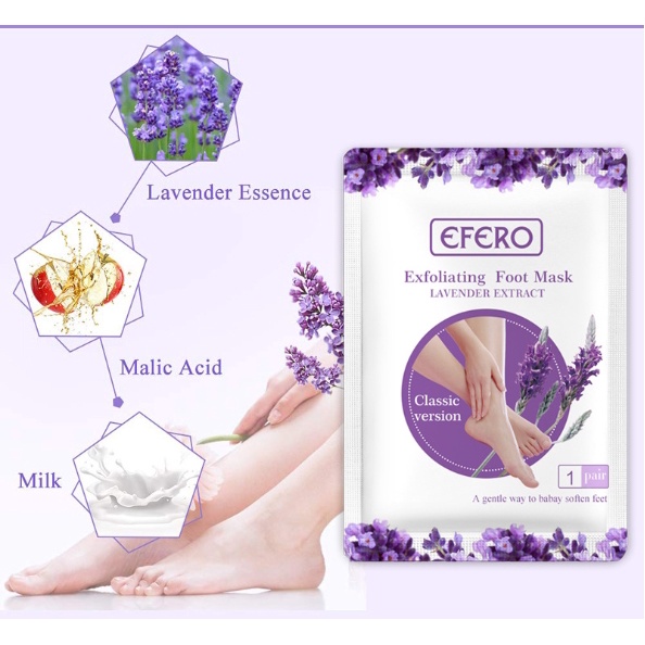 1 pasang Efero foot mask masker kaki foot peeling foot exfloating efero  lavender