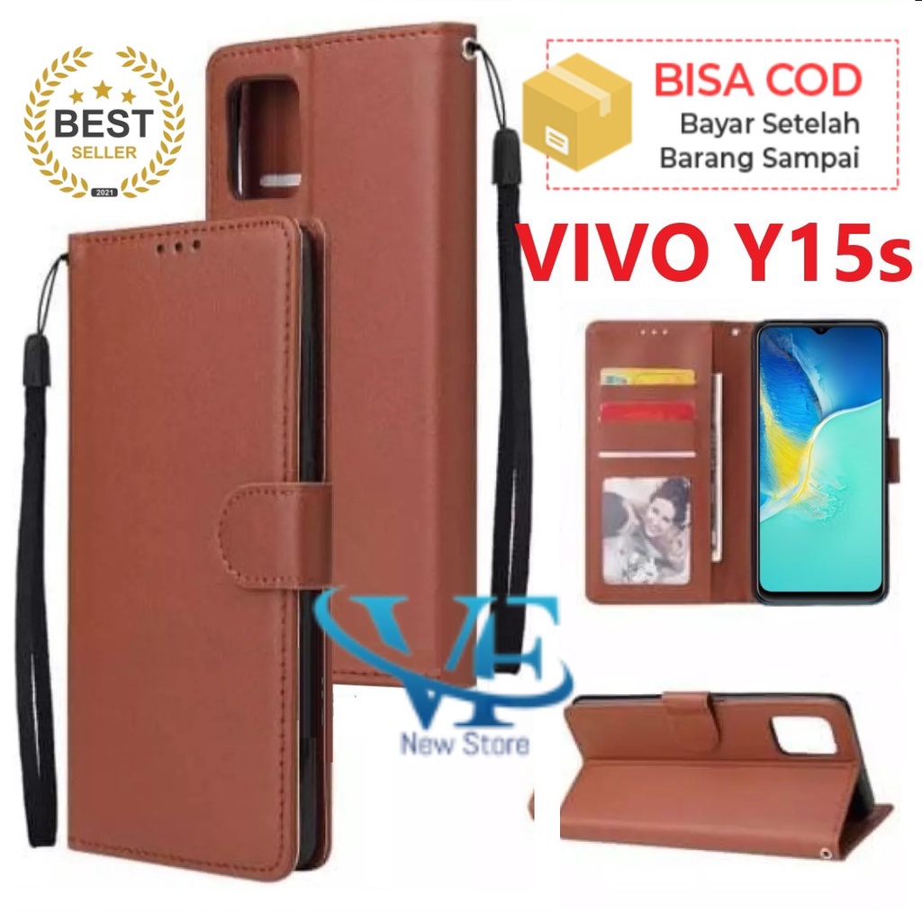 DOMPET HP UNTUK  VIVO Y15s / LEATHER FLIP CASE  VIVO Y15s