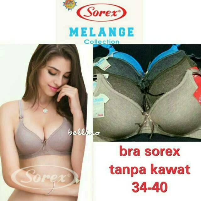 Bra Sorex Melange 11106 Tanpa Kawat Size 34 36 38 40 / Bh Wanita Sorex 11106 Melange Busa Sedang