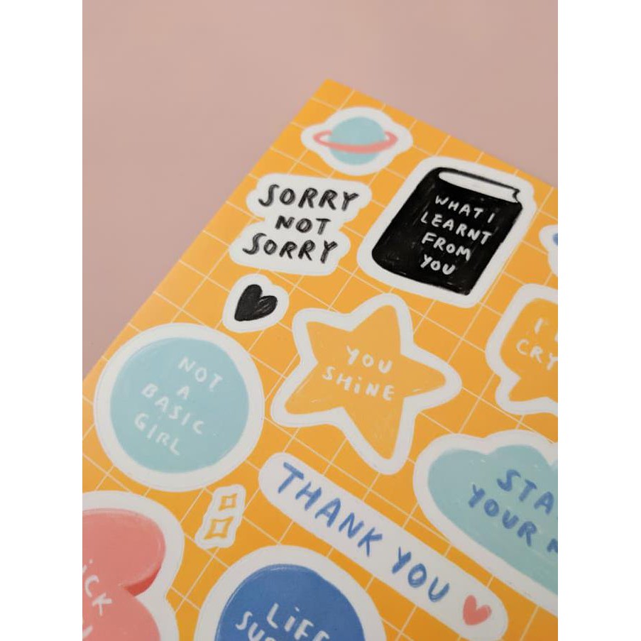 Life Survivor Sticker Set Lucu Harian Quotes Tumblr Ilustrasi