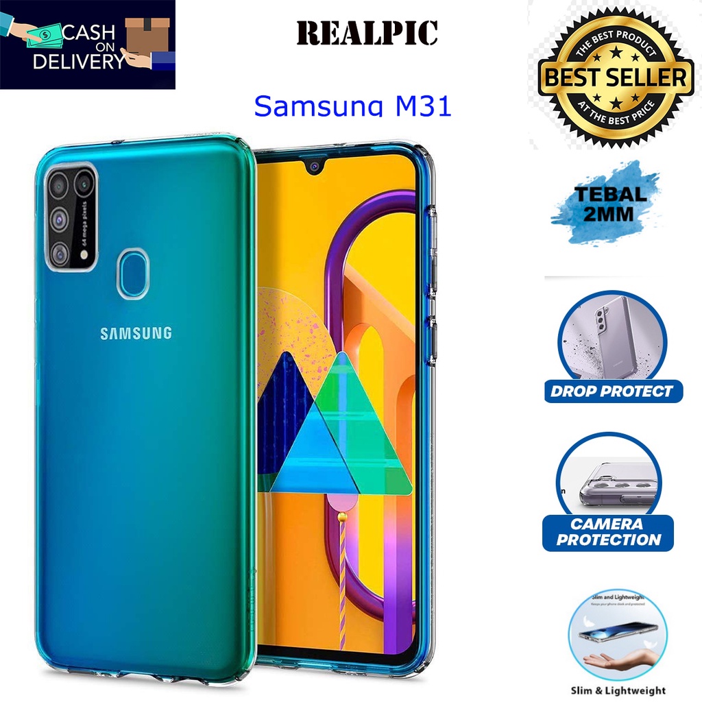 Case Samsung Galaxy M31 Casing Clear HD KETEBALAN 2MM BENING TRANSPARAN TPU Premium Softcase