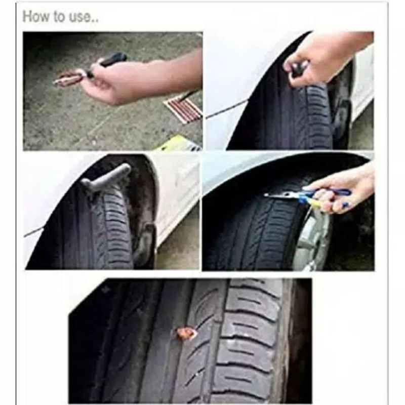 , Tubeless Tire repair kit alat paket tambal ban tubles lengkap HB3323