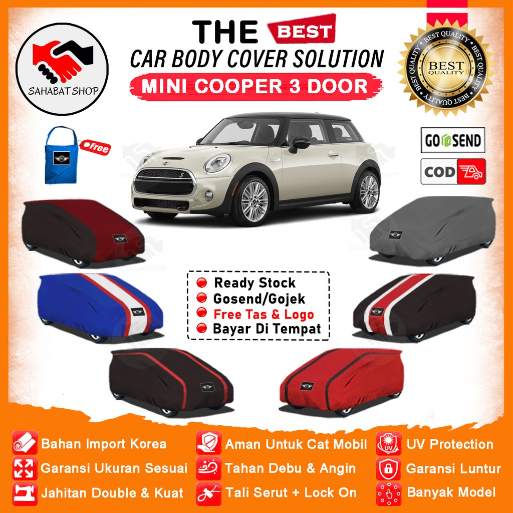 Sahabat Body Cover Mobil Mini Cooper 3 Door / Sarung Penutup Mini Cooper 3 Door Outdoor / Selimut Tutup Pelindung Jas Mantel Mantol Kerudung Pembungkus Tutupan Kelambu Kerodong Terpal Bungkus Mobil Mini 3 Door Anti Air Waterproof Model Orange