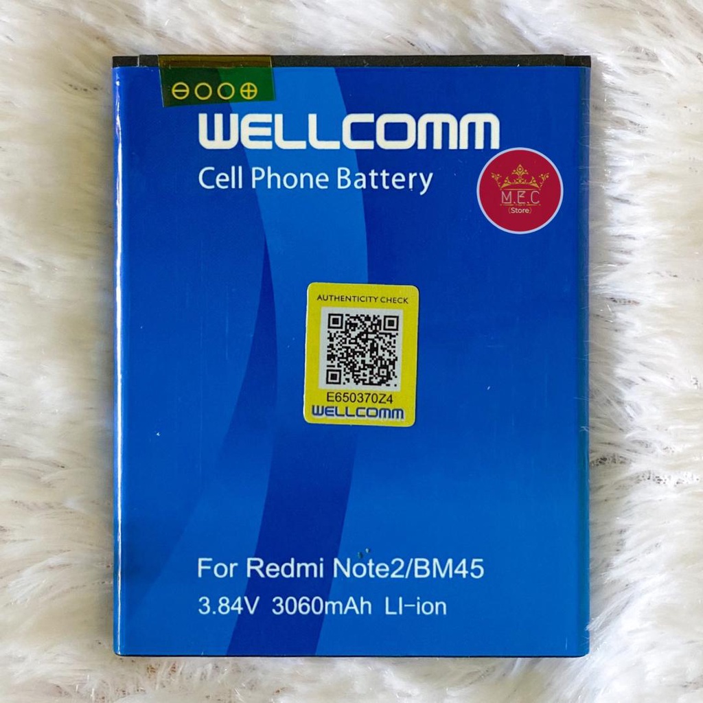 Baterai / Battery Double IC Power Xiaomi Redmi Note 2 / Redmi Note Prime BM45 Original Wellcomm