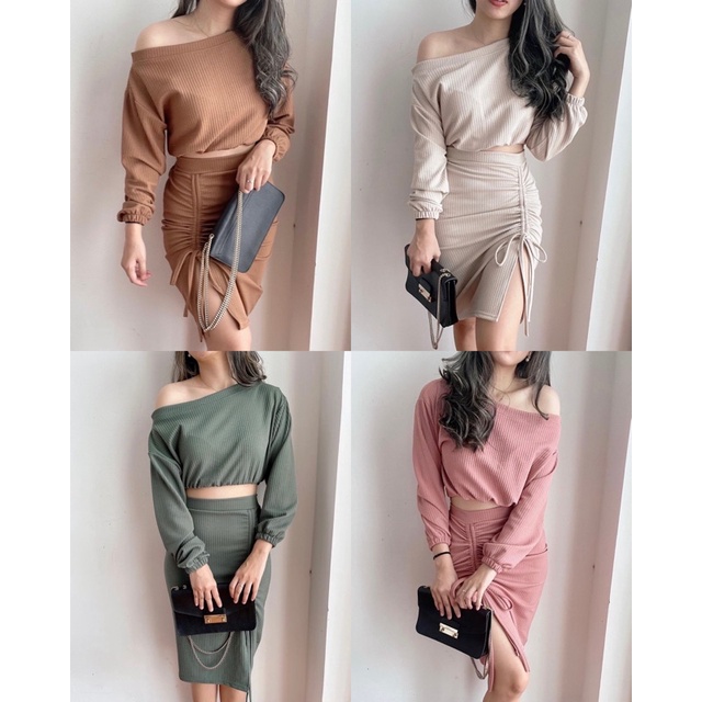 𝐓𝐚𝐧𝐢𝐚 𝐊𝐧𝐢𝐭 𝐒𝐞𝐭 - Knit Top / Setelan Rajut / Knit Set / Setelan Knit / Rok Span Rajut / Rok Rajut / S