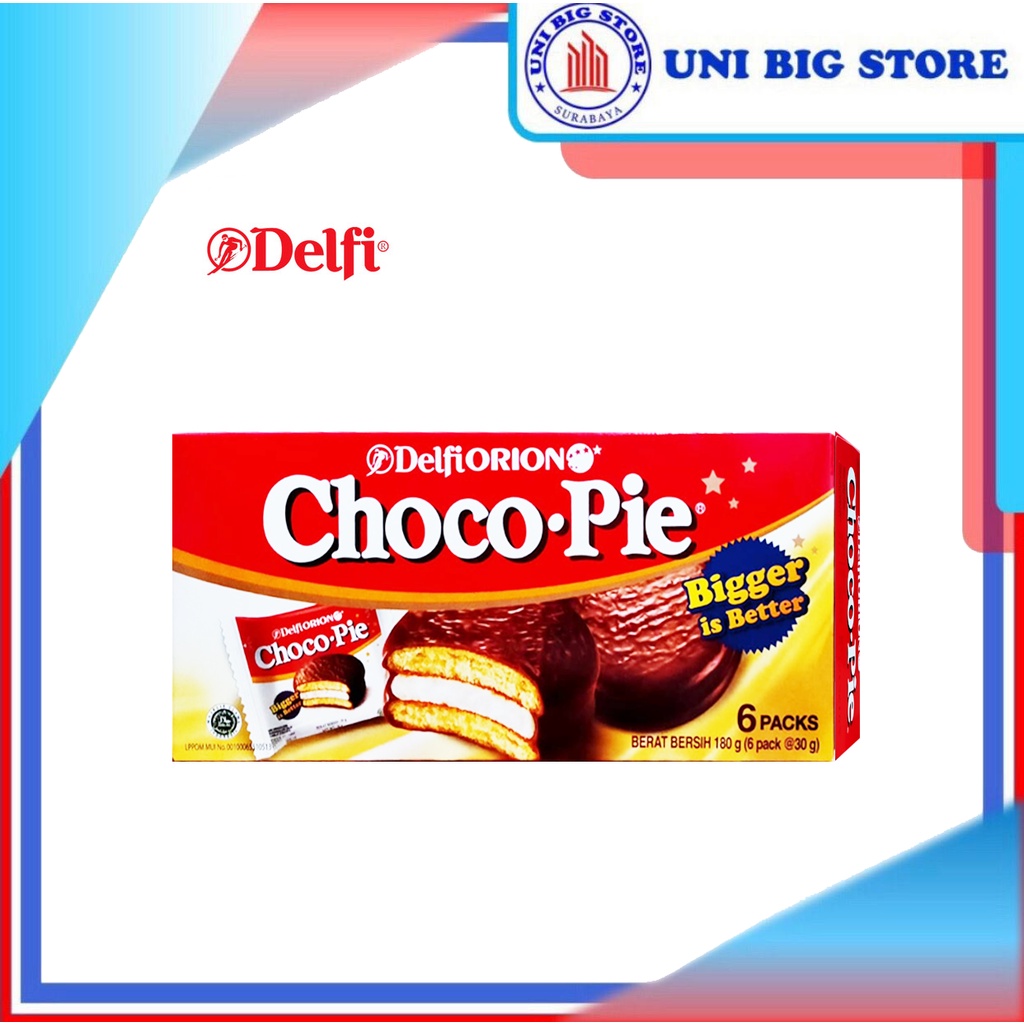 

Delfi Orion Choco Pie Chocolate 180 Gr BOX 6 Pcs x 30 Gr Kue Coklat