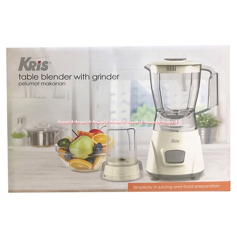 Kris Table Blender With Grinder 1Liter Alat Pelumat Makanan Juice Sayur Bumbu Buah Sayur Blender Warna Putih Abu Abu Krischef 1L