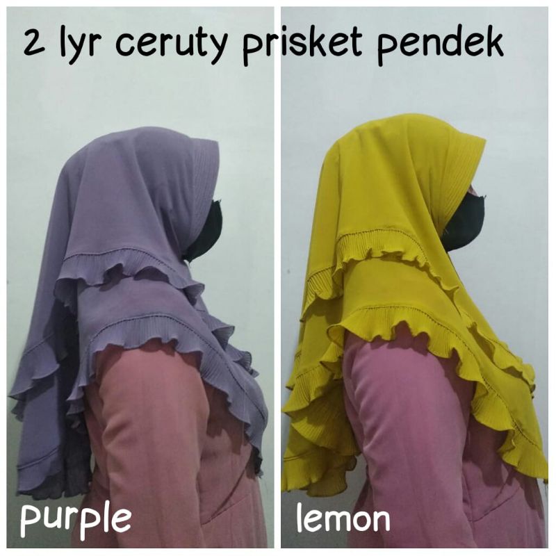 hijab ceruty babydoll plisket 2 layer pendek