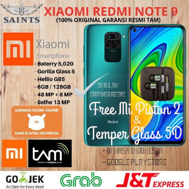 Xiaomi Redmi Note 9 TAM Ram 4GB Rom 64GB 6/128 & 4/64 Garansi Resmi TAM 18 Bulan-1