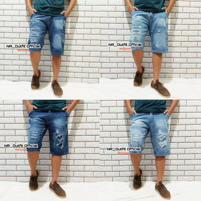 Celana Ripped Jeans Sobek Pendek Pria High Quality Distro Cowok 27-38