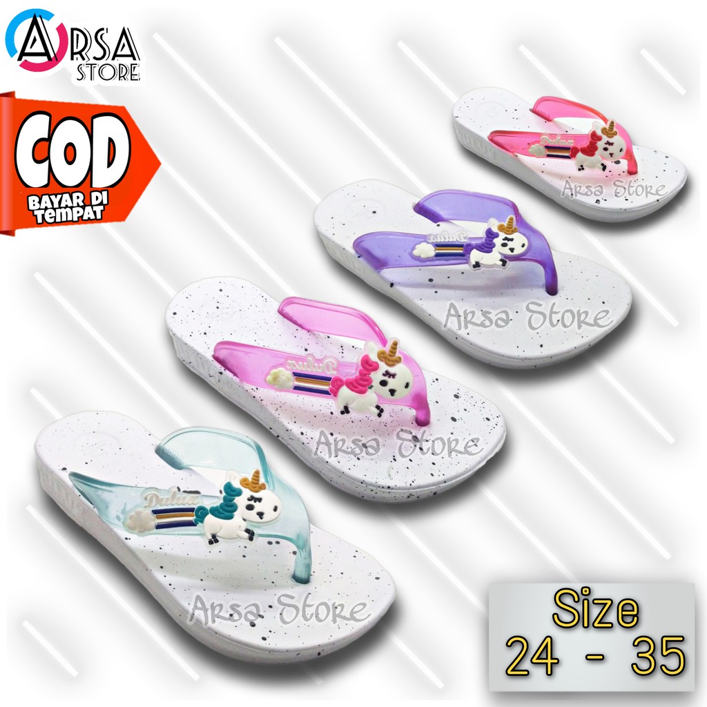 Sandal Jepit Unicorn Anak Perempuan / Sendal Capit Kuda Poni Anak Cewe / Kado Murah Untuk Anak 2021