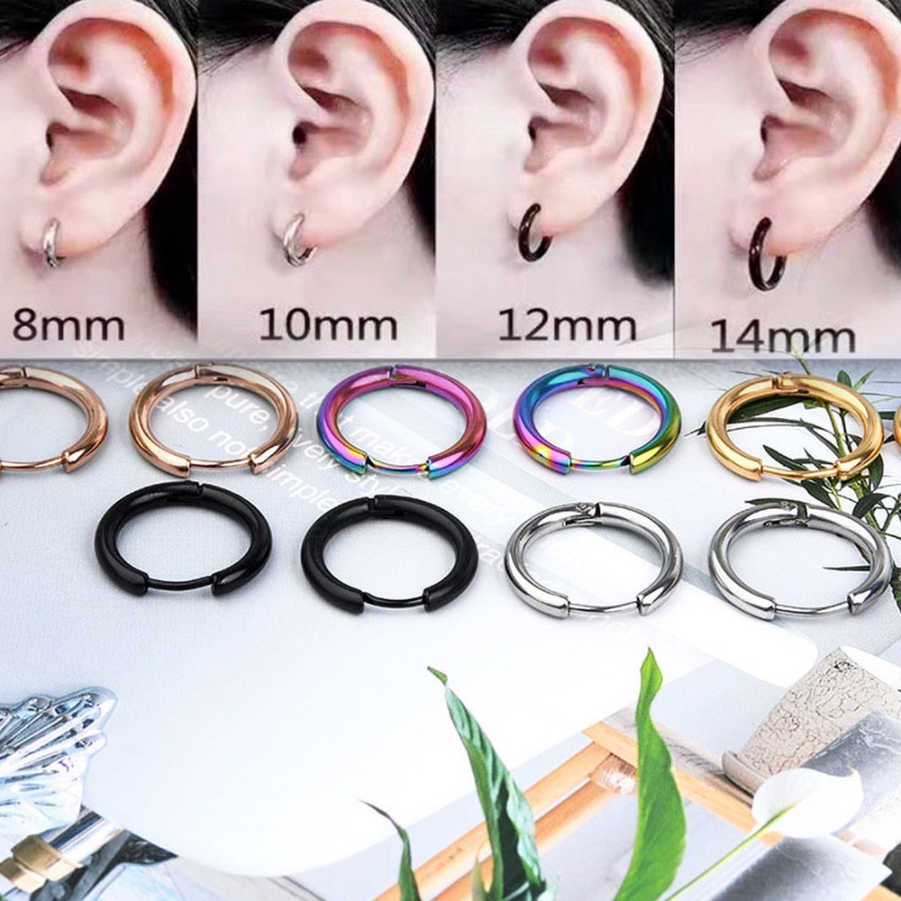 1pc Anting Hoop Titanium steel Diameter 2.5MM Hypoallergenic Gaya Punk Untuk Pria / Wanita