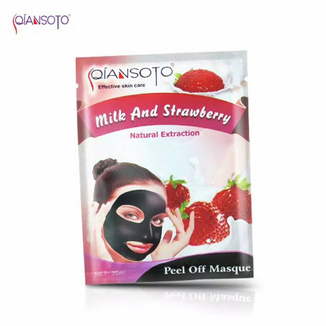 Mask Peel Off QIANSOTO Milk And Strawberry Natural Extraction ORIGINAL OFFICIAL