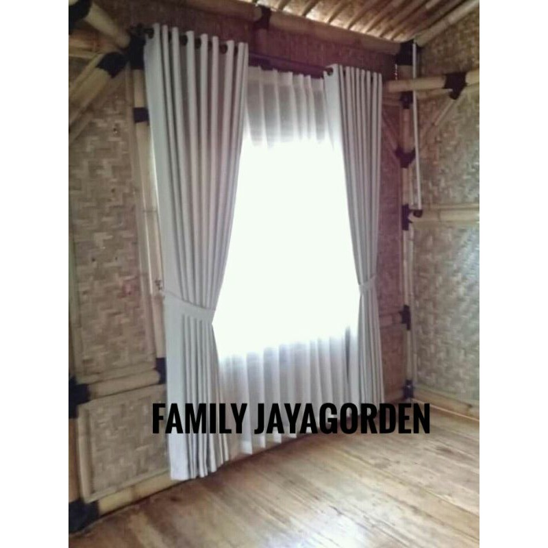 Gorden jendela minimalis putih  12 lubang ring kain blackout import  tebal