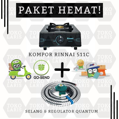 [ Rinnai ] Kompor Gas 1 Tungku Rinnai 511 C - Body Teflon + Burner Kuningan