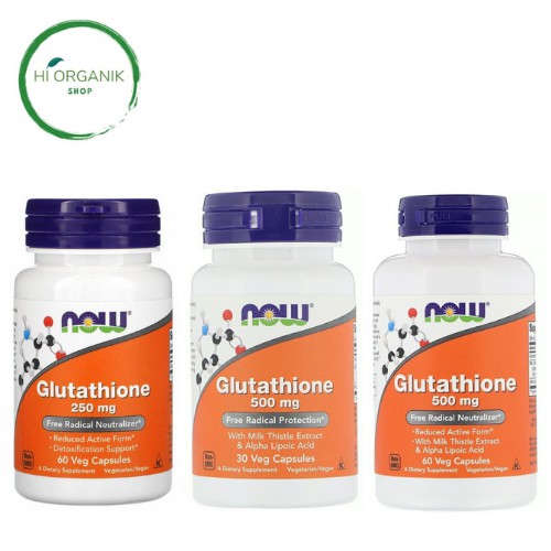 Now Foods Glutathione 500 mg 60 Caps ; Glutathione 500 mg 30 Caps ; Now glutathione 250 mg 60 Caps