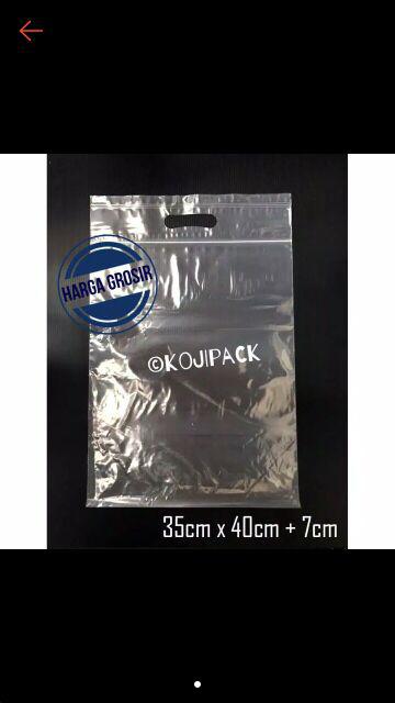 Plastik Klip With Pon Pegangan Jinjingan 35x40 + 7cm Pe Zipper