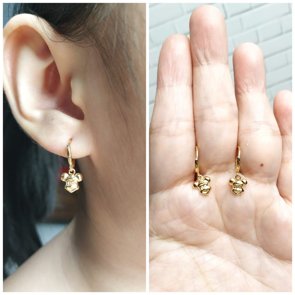 ANTING ANAK GOLD MOTIF PERAK ASLI S925 LAPIS EMAS 24K