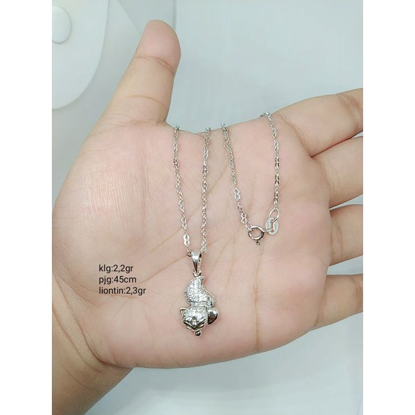 KALUNG PERAK ASLI 925 LAPIS EMAS/KALUNG MODEL CAMPUR + LIONTIN KOALA DAN MATA PUTIH COR/ASLI SILVER/PERHIASAN FASHION