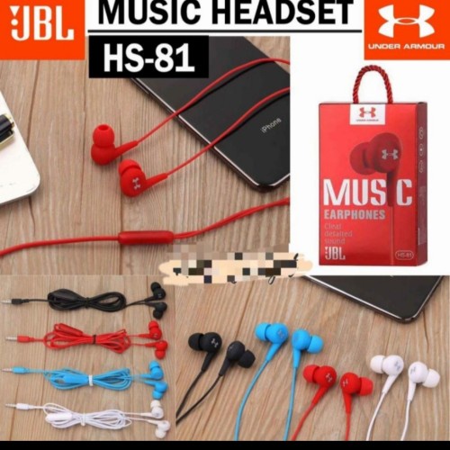 HEADSET JBL HS 81 HIFI STEREO MUSIC EARPHONE EXTRA BASS HEADSET IN EAR PACKING IMPORT