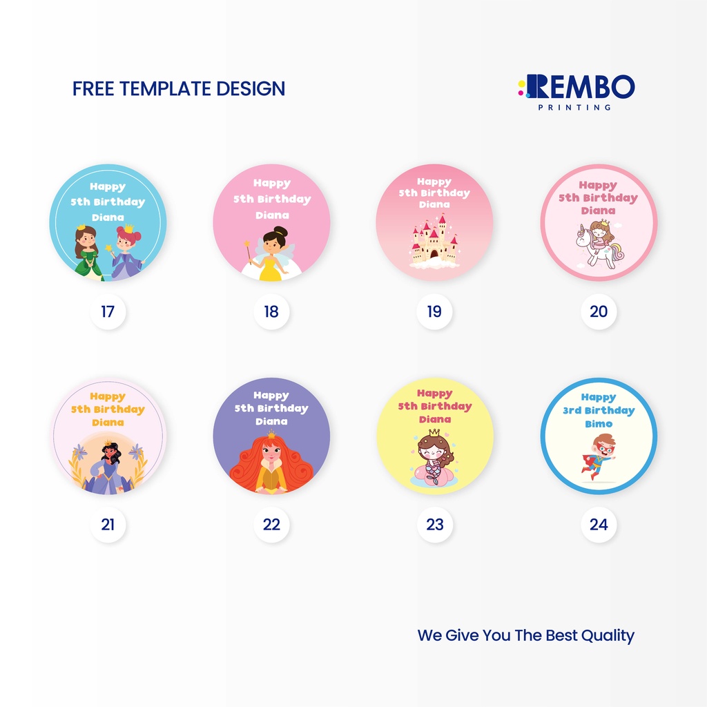 Sticker Bulat Ulang Tahun Anak / Stiker Ultah / Free Design Template / Birthday Sticker