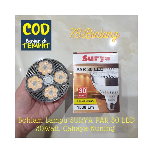 78Bintang Lampu Surya PAR 30 LED 30Watt - Bohlam Lampu LED - Lampu - Lampu LED - Bohlam LED - KUNING