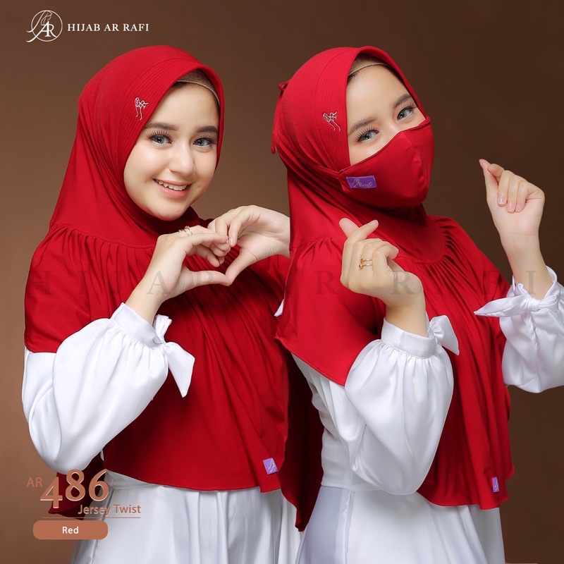 HIJAB AR RAFI AR486 FREE MASKER BAHAN JERSEY TWIST