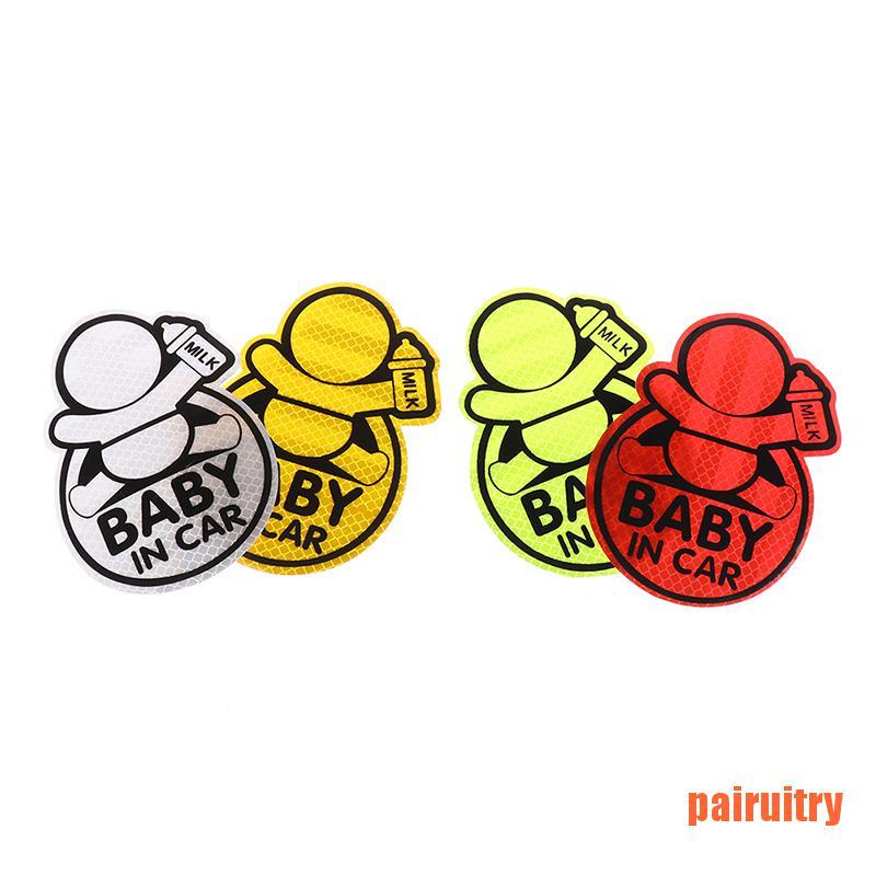 Stiker Reflektif Motif Baby On Board Bahan Vinyl Untuk Bumper Jendela Mobil