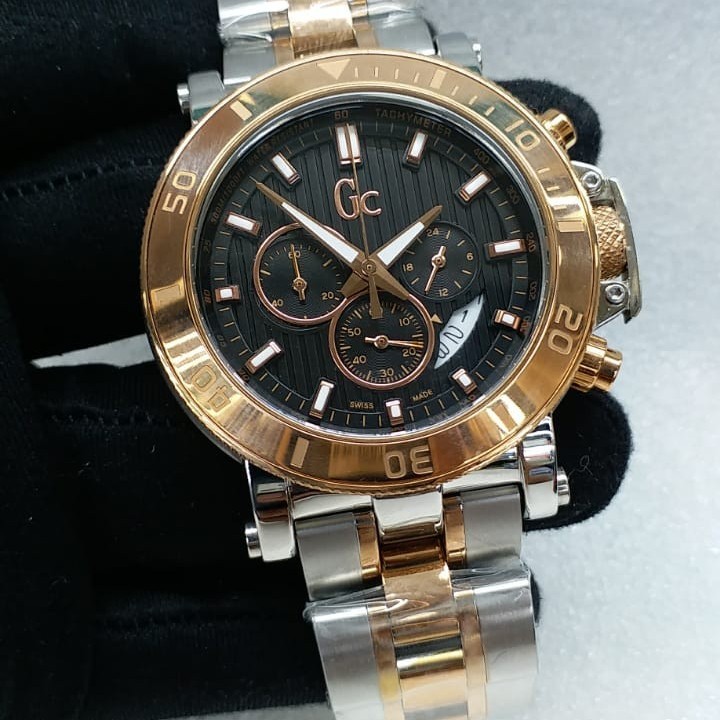 Cash Back Jam Tangan Pria GC Chronoraph Silver Combinasi Gold DIal Black Garansi 1th