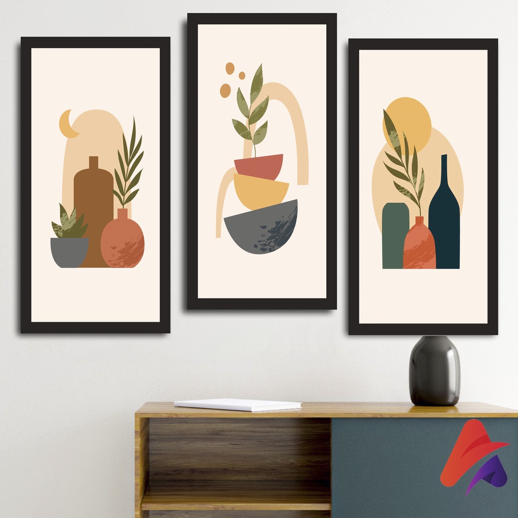 APOLITO (15X30 CM) HIASAN DINDING BOHO ABSTRAK BUNGA WALL DECOR HIASAN DINDING KAMAR PAJANGAN RUANGAN POSTER KAYU GAMBAR BOHO ABSTRAK