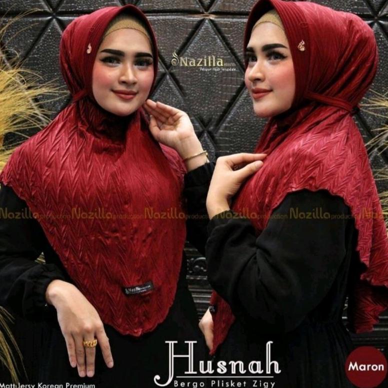 Bergo Plisket Padi Tali Kepang / Bergo Plisket Ziggy / Jilbab Bergo Plisket Padi / Hijab Instan Plis