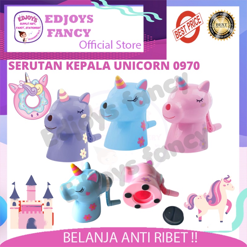 

Xiaolingjing Edjoys rautan pensil serutan meja putar asahan sharpener bentuk karakter unicorn kuda pony 0970