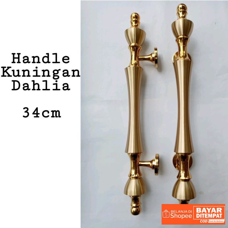 PROMO - Tarikan pintu rumah - Handle Pintu Rumah - Kuningan Dahlia Gold 34 cm Termurah