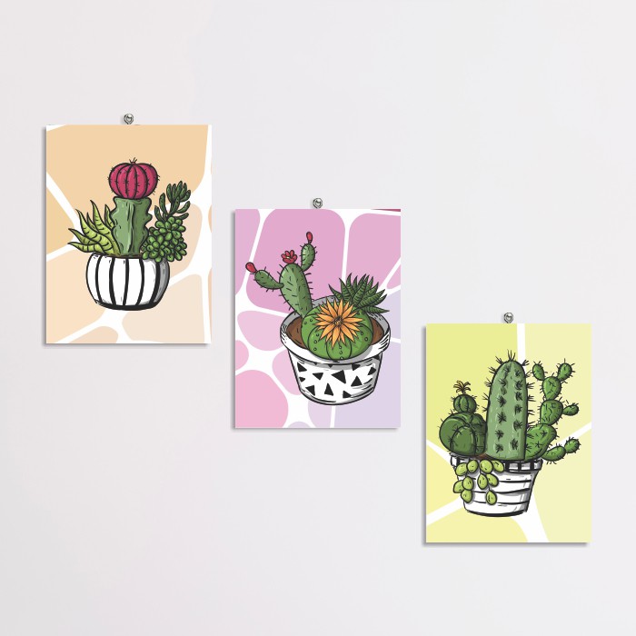 Hiasan Dinding Dekorasi Cactus Poster Kaktus  15x20 cm