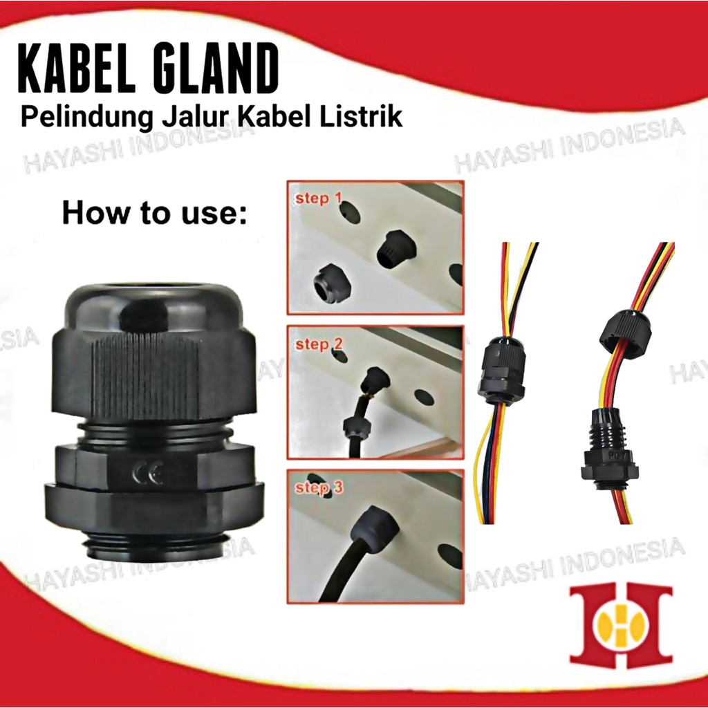 Gland Cable Kabel Glan Waterproof PG 25 29 36 42 48 63 Hitam Putih