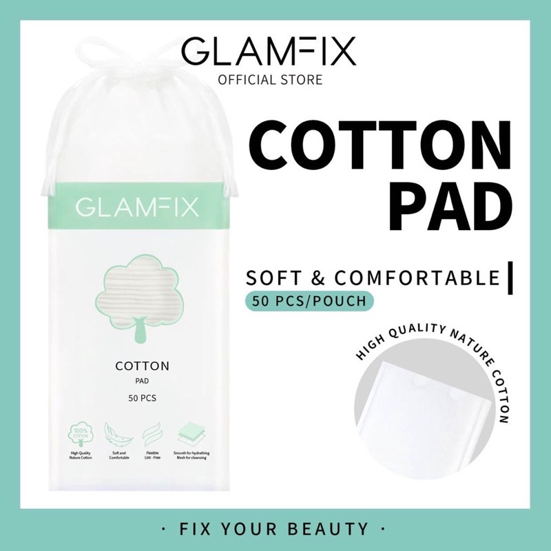 GLAMFIX Cotton Pad Kapas Wajah 1 Pack Isi 50pcs &amp; 100pcs Kapas Toner Tipis | GLAM FIX Alat Kecantikan Makeup by YOU / Kapas Wajah / Kapas You / Kapas Pembersih Wajah ( YOU MAKEUPS OFFICIAL STORE )