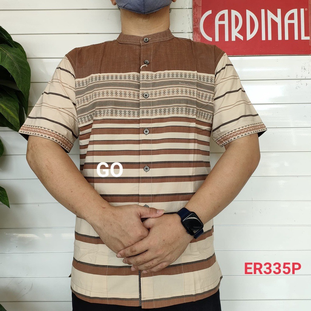 BB CARDINAL KEMEJA KOKO Taqwa Baju Muslim Salur Lengan Pendek Kekinian Pakaian Pria Original