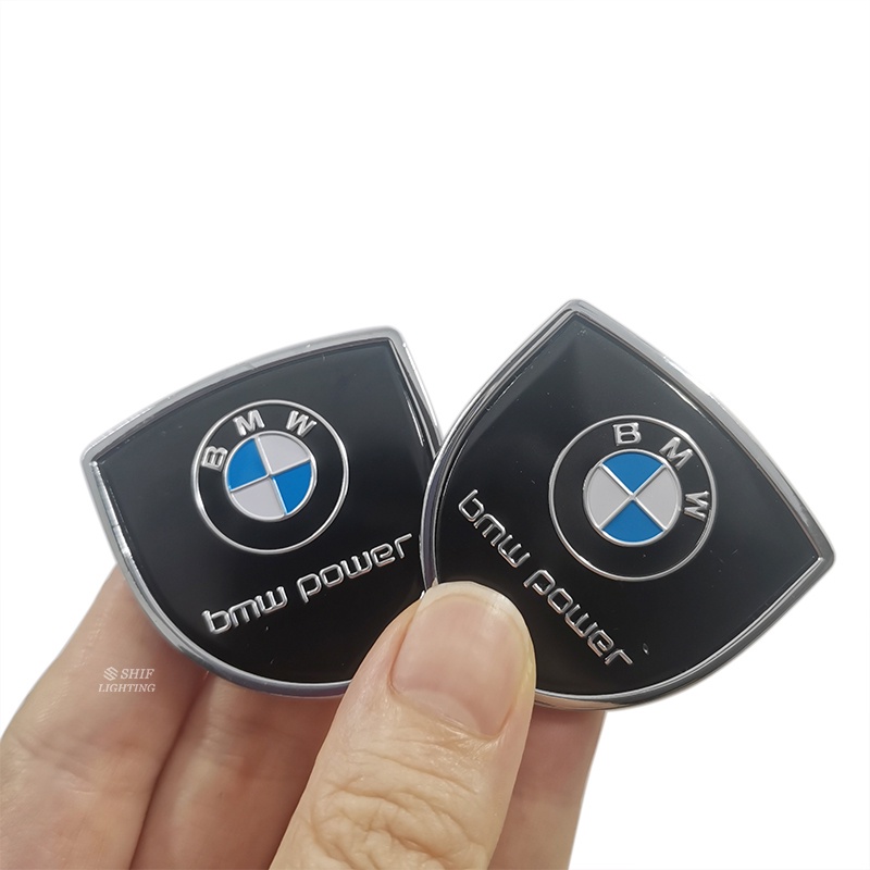 2pcs Stiker Emblem Logo BMW POWER Bahan Metal Untuk Dekorasi Mobil