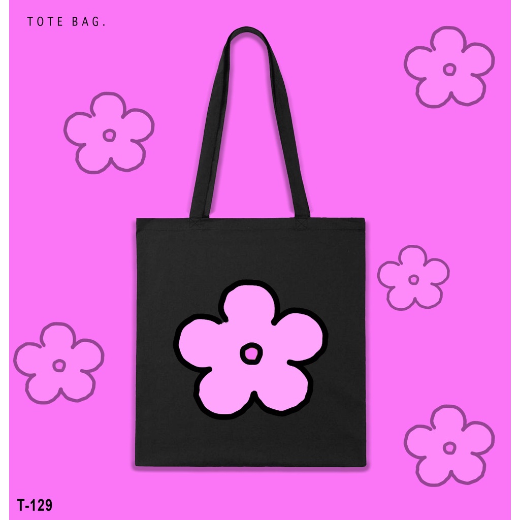 TOTE BAG WANITA / BUNGA SAKURA / TAS LES / TAS SANTAI / TAS KULIAH / GAMBAR TAHAN LAMA