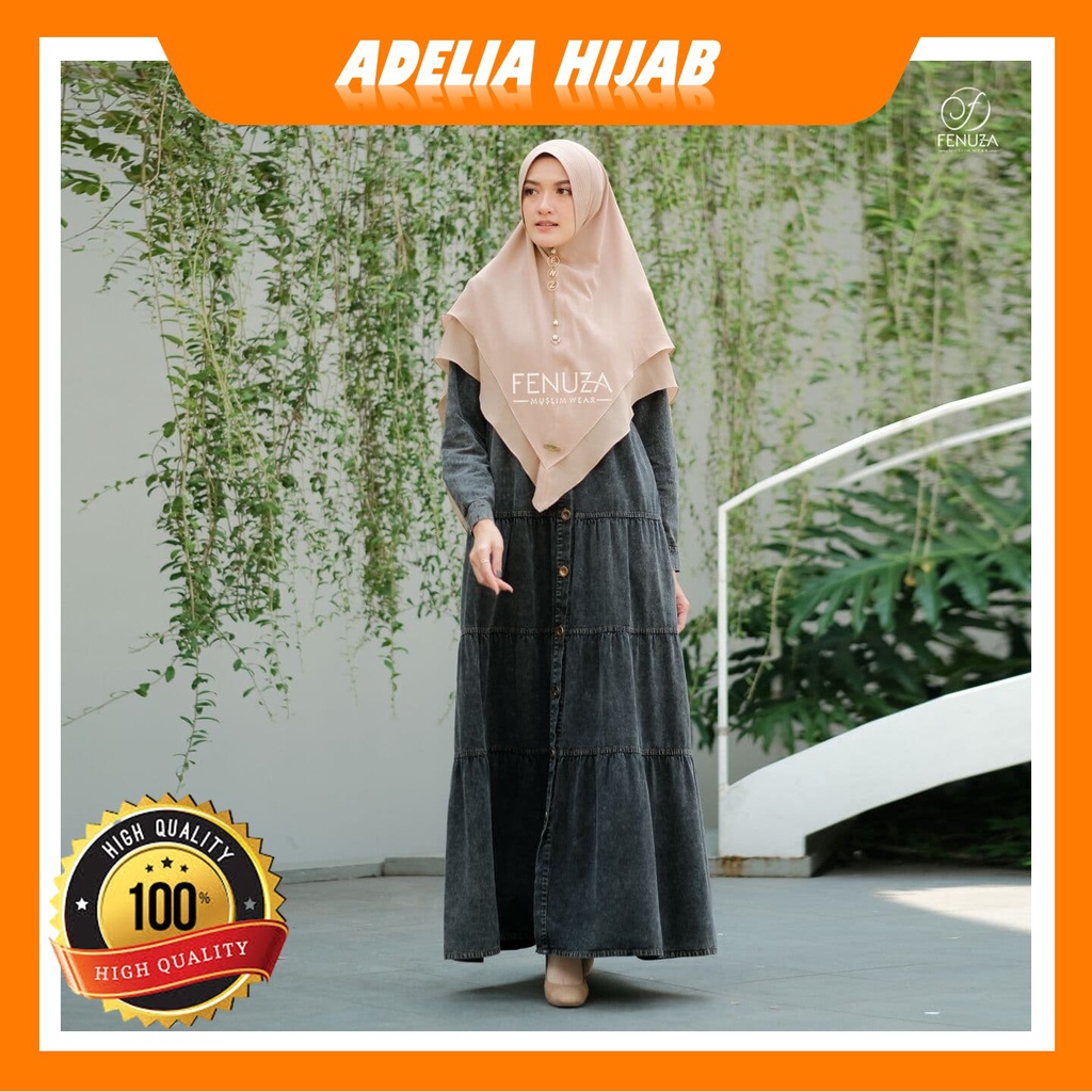 COD Promo Gamis muslim Wanita atau Gamis Perempuan Terbaru 2021 Velove Charchoal Dari Fenuza Muslim 