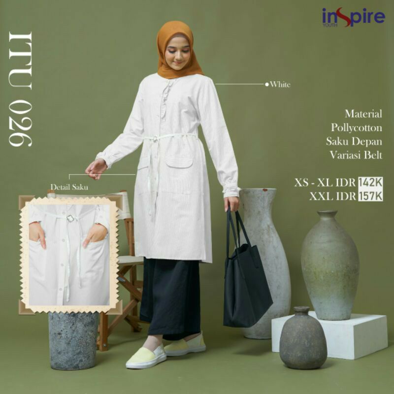 Tunik Inspire Terbaru ITU 026 ITU 26 Tunik Nibras Terbaru Tunik Putih Nibras
