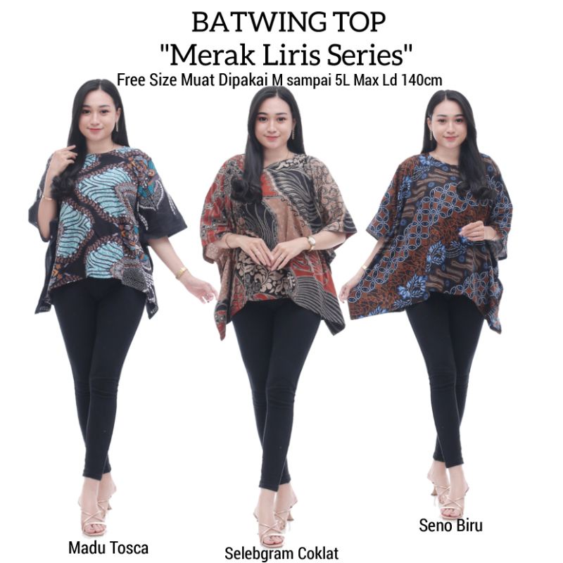 ATASAN WANITA BLOUSE BATWING ZOLA TOP BATIK ALLSIZE FREE LD 140CM MOTIF MADU TOSCA MERAK SELEBGRAM