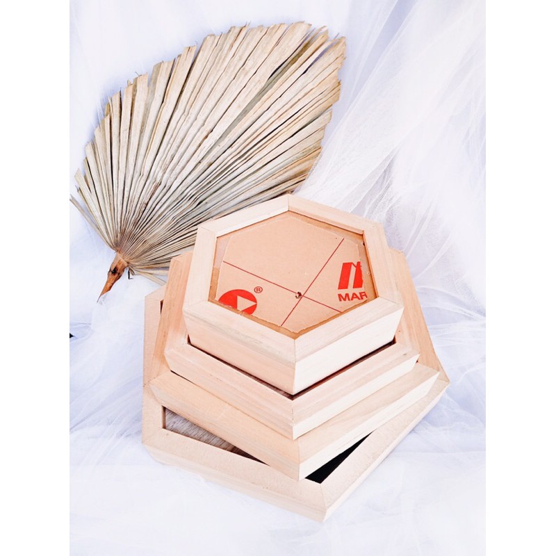 FRAME / PIGURA KAYU / WOODEN FRAME 3D HEXAGON SEGI ENAM / FRAME RUSTIC / PIGURA RUSTIC / Bingkai Fot