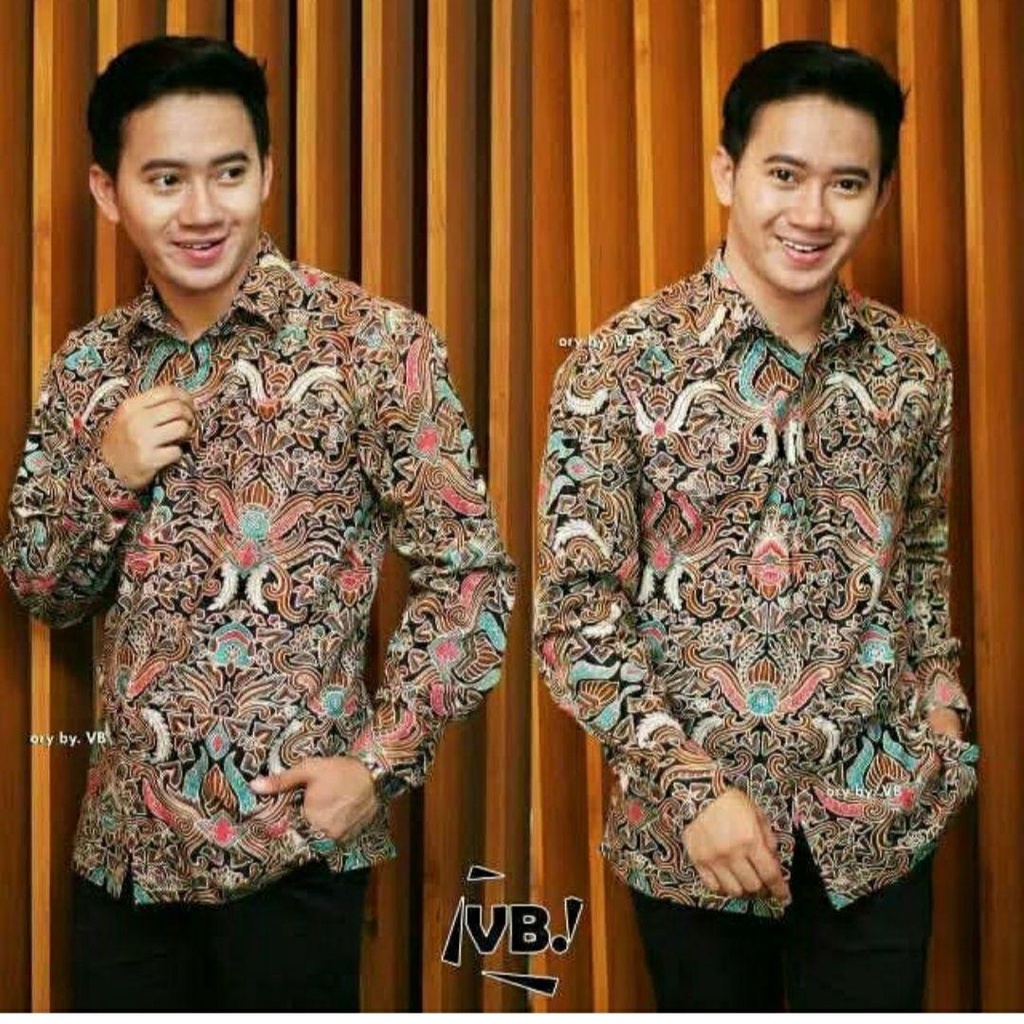 Atasan Batik Pria Lengan Panjang Kenongo Hem Padi Pekalongan M L XL